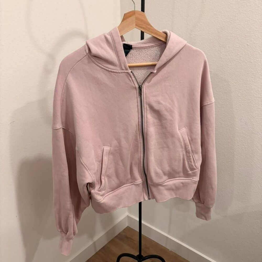 Wild Fable Pink Full Zip Crop Hoodie Sweatshirt Size S
